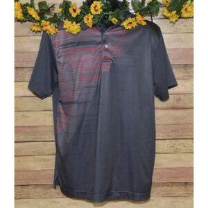 PGA Tour Pro Series Athletic Fit Gray Red Polo Golf  Shirt Size L Logo Stripe